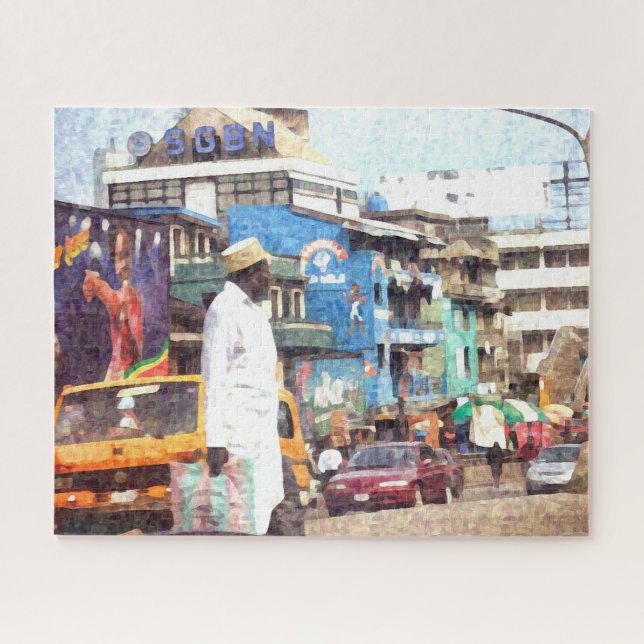Crossing The Street Lagos Nigeria Jigsaw Puzzle (Horizontal)
