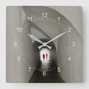 Crossing the tunnel square wall clock
