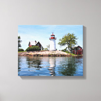 Crossover Island Lighthouse, NY Wrapped Canvas Print