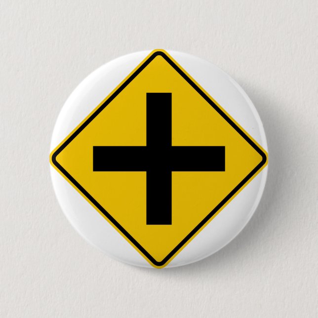 Crossroad Intersection Highway Sign Button (Front)