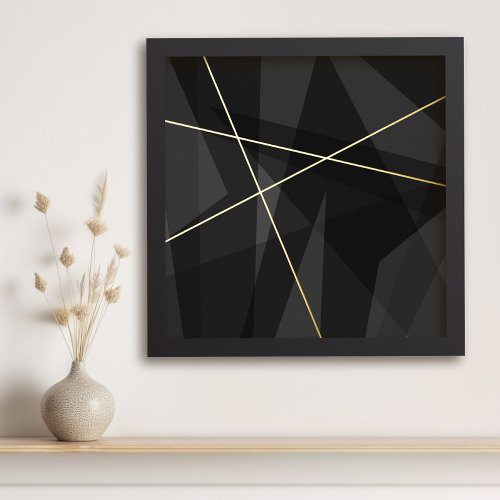 Crossroads dark gray abstract geometric art foil prints