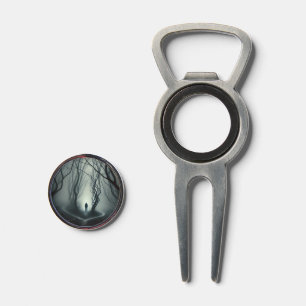 Crossroads in the Fog - Gloomy Forest Art Print Divot Tool