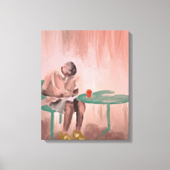 Crossword at the Cafe Painting Canvas Print (Front)