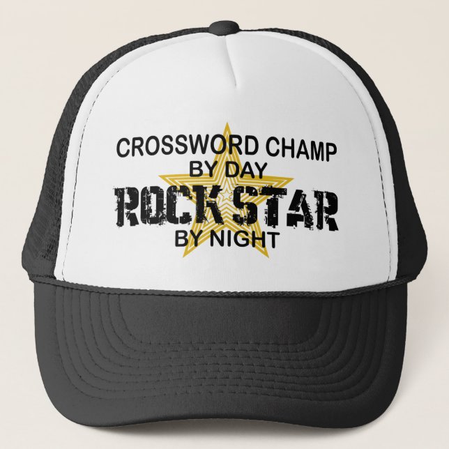 Crossword Champ Rock Star by Night Trucker Hat (Front)