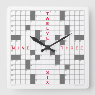 Crossword Clock with downloadable puzzle (gray)