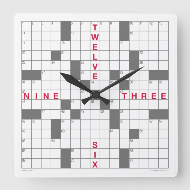 Crossword Clock with downloadable puzzle (gray) (Front)