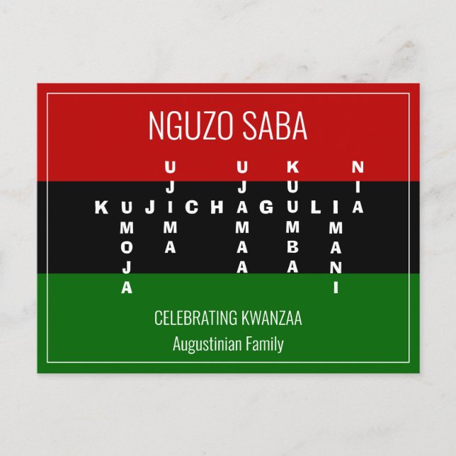 Crossword NGUZO SABA Kwanzaa Holiday Postcard (Front)
