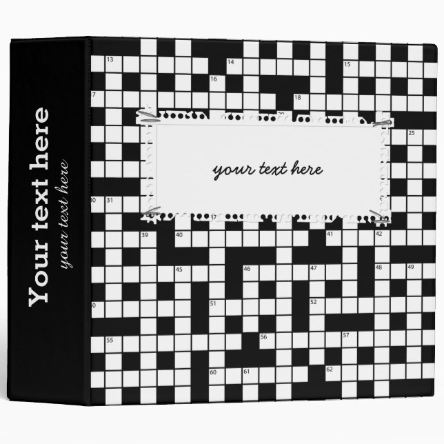 Crossword pattern 3 ring binder (Front/Spine)
