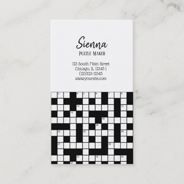 Crossword pattern business card (Front)