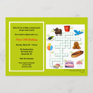 Crossword Puzzle Birthday Invitation
