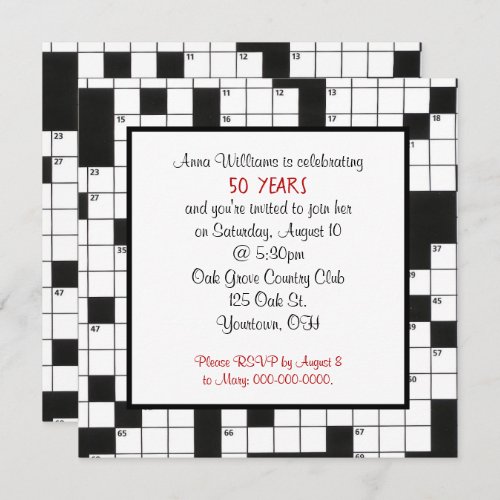 crossword puzzle_birthday party invite