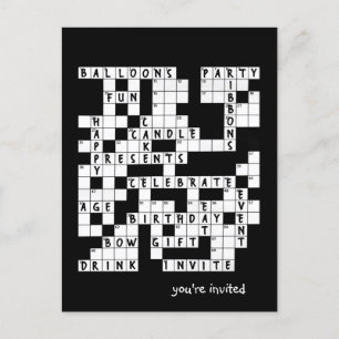 Crossword Puzzle Birthday Party invite