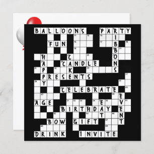 Crossword Puzzle Birthday Party Invite