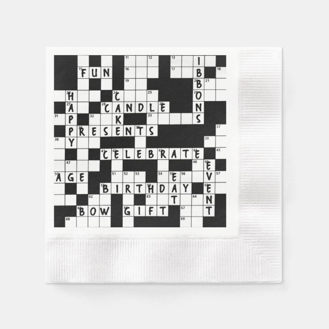 crossword puzzle birthday party napkins (Front)