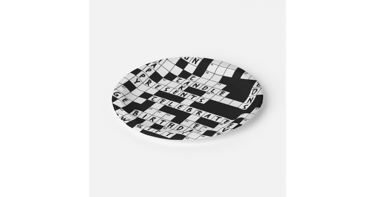 crossword puzzle birthday party paper plates Zazzle