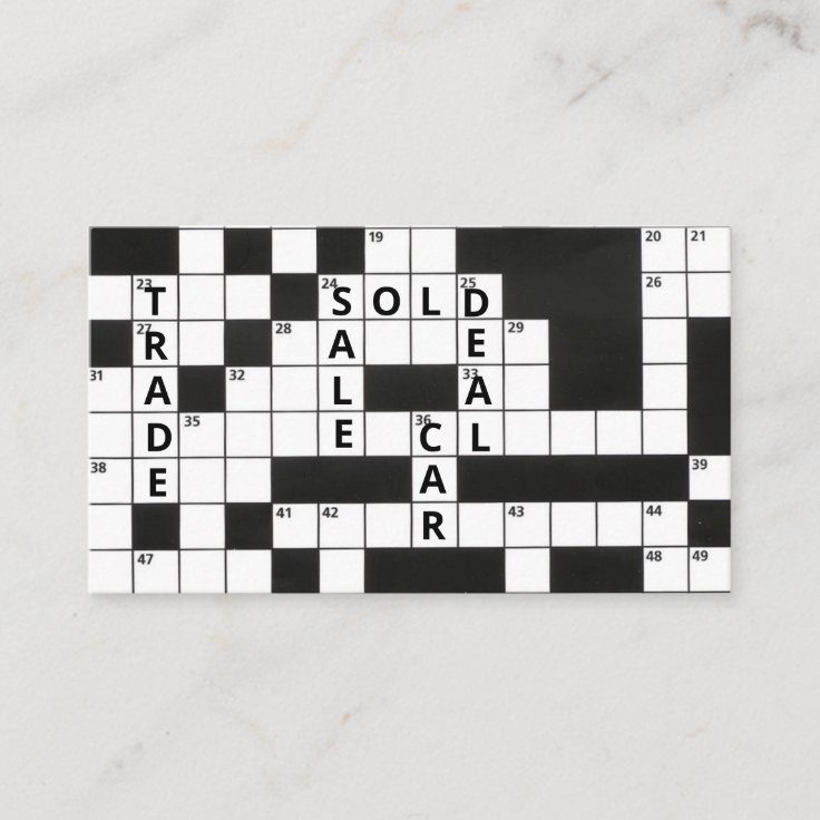 Crossword Puzzle Car Dealer Business Business Card Zazzle