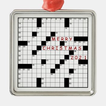 Crossword Puzzle ~ Changeable Year Metal Ornament by Ladiebug at Zazzle