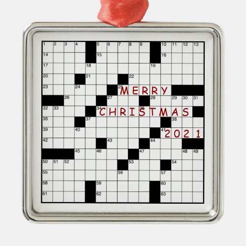 Crossword Puzzle  Changeable Year Metal Ornament