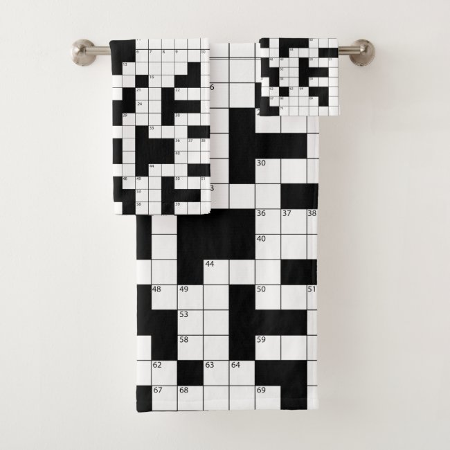 Crossword Puzzle Design Bath Towel Set