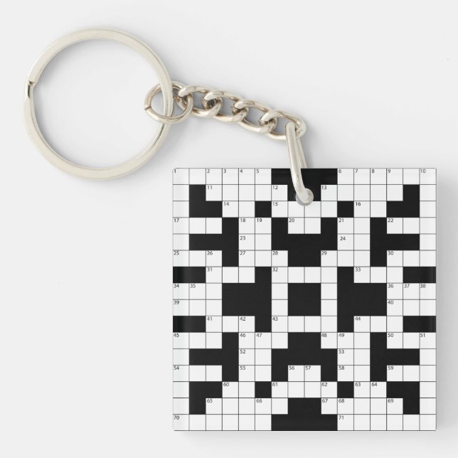 Crossword Puzzle Design Keychain (Front)