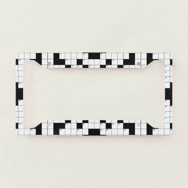 Crossword Puzzle Design License Plate Frame (Front)