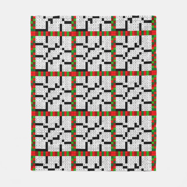 Crossword Puzzle Design on Fleece Blanket (Front)