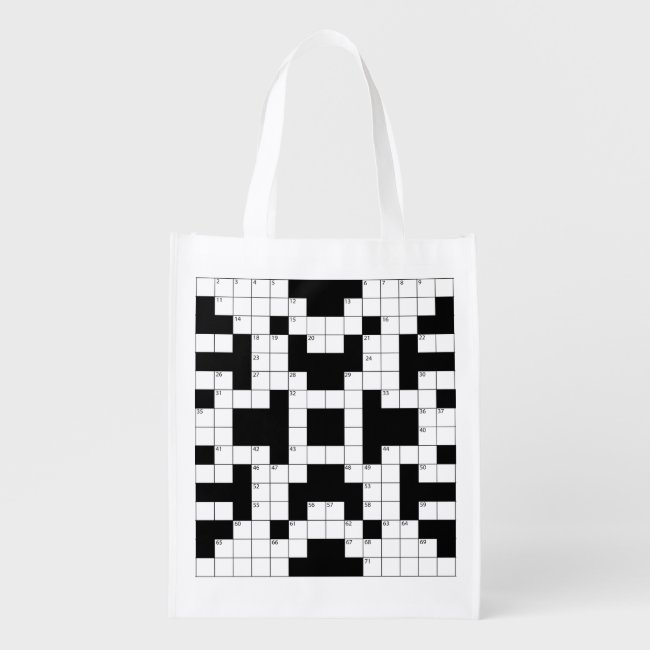 Crossword Puzzle Design Reusable Grocery Bag