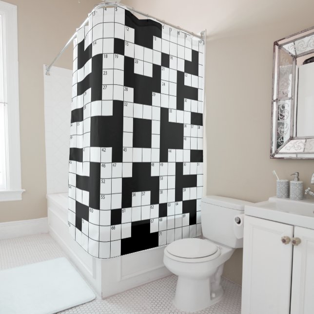 Crossword Puzzle Design Shower Curtain (In Situ)