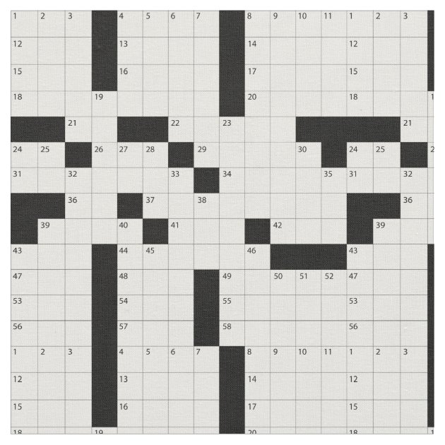 Crossword Puzzle Fabric Print Zazzle