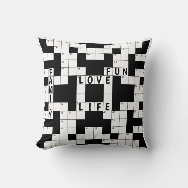 Crossword Puzzle Family Throw Pillow (Front)