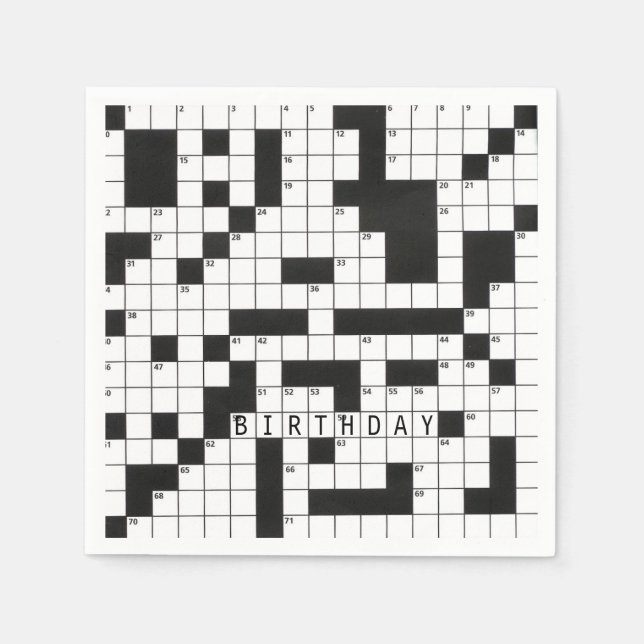 crossword puzzle for birthday party napkins (Front)