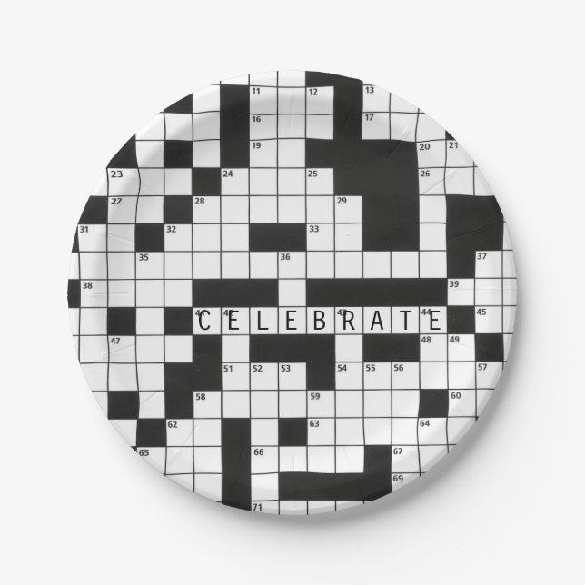 crossword puzzle for celebration paper plates (Front)