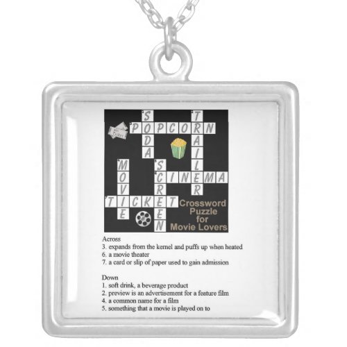 Crossword Puzzle for Movie Lovers Necklace