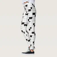 CROSSWORD PUZZLE EMPTY BLACK WHITE SMALL BOXES LEGGINGS, Zazzle