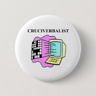 crossword puzzle lover pinback button