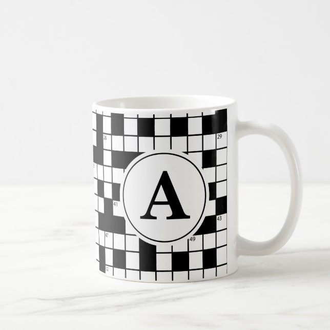 Crossword Puzzle Monogram Coffee Mug (Right)