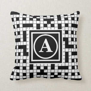 Crossword Puzzle Monogram Throw Pillow