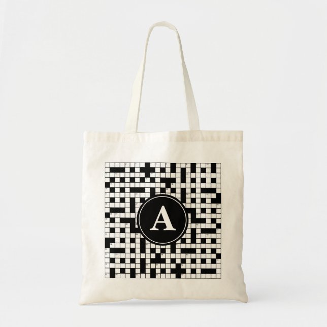Crossword Puzzle Monogram Tote Bag (Front)
