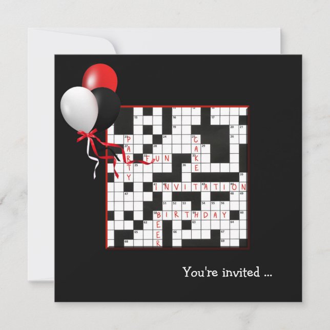 Crossword Puzzle Party Invite (Front)