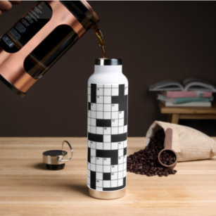 Crossword Puzzle Pattern Water Bottle