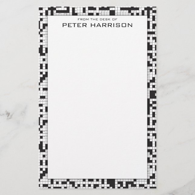 Crossword Puzzle Personalized Stationery (Front)