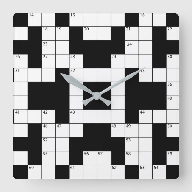 Crossword Puzzle  Square Wall Clock (Front)
