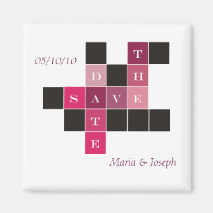 Crossword Puzzle Wedding Save the Date Magnet