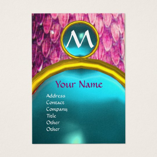 CROTALUS MONOGRAM AQUAMARINE,bright bold pink blue Business Card
