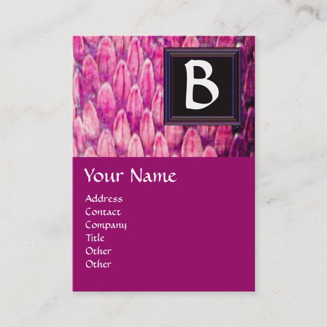 CROTALUS MONOGRAM,bright bold black pink purple Business Card (Front)