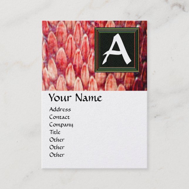 CROTALUS MONOGRAM ,red gold metallic paper Business Card (Front)