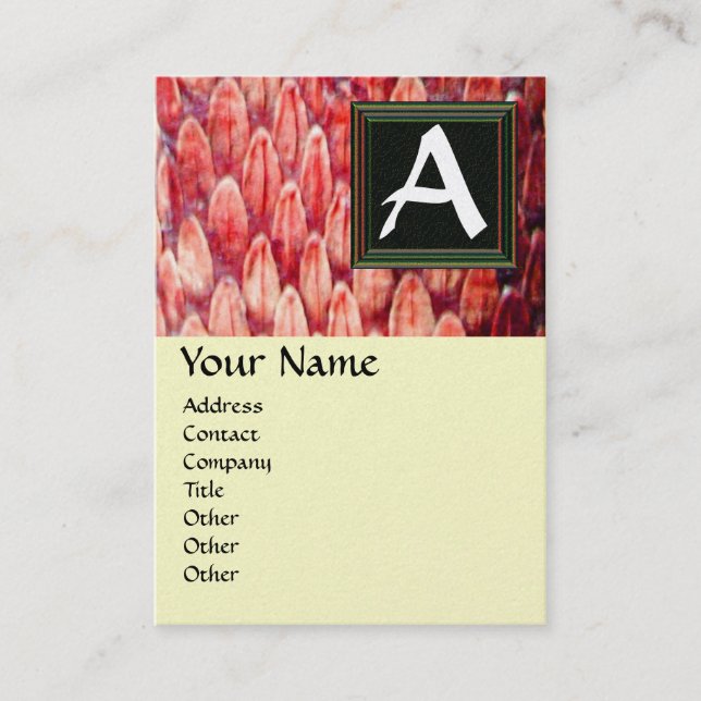 CROTALUS MONOGRAM ,red platinum metallic paper Business Card (Front)