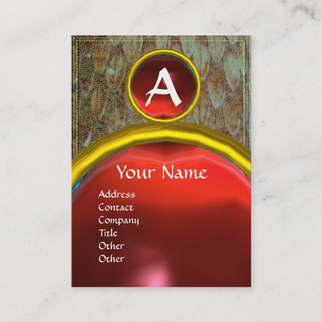 CROTALUS MONOGRAM TOPAZ ,bright red Business Card (Front)