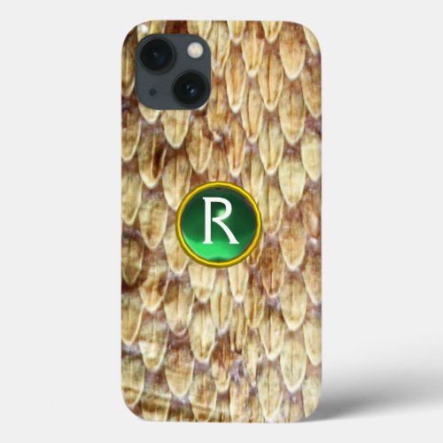 CROTALUS Printed Snake Skin Green Gem Monogram iPhone 13 Case