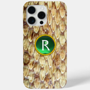 CROTALUS Printed Snake Skin Green Gem Monogram iPhone 15 Pro Max Case